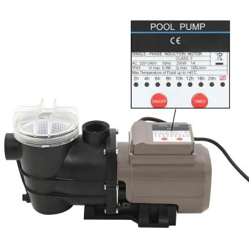 ARDEBO.de - Poolpumpe mit Timer Schwarz 0,25 PS 8000 L/h