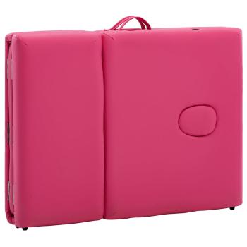 Massageliege Klappbar 4-Zonen mit Holzgestell Rosa