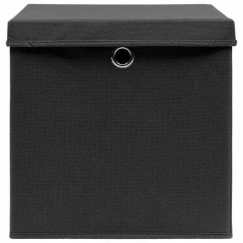 Aufbewahrungsboxen mit Deckeln 4 Stk. Schwarz 32x32x32 cm Stoff