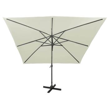 Ampelschirm mit LED-Beleuchtung 300 cm Sandweiß