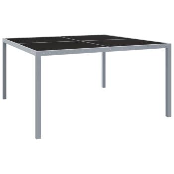 ARDEBO.de - Gartentisch 130x130x72 cm Grau Stahl und Glas