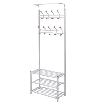 ARDEBO.de - Garderobe mit Schuhablage 68×32×182,5 cm Weiß