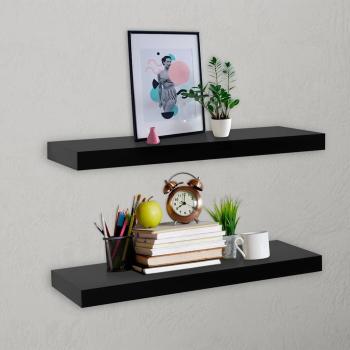 ARDEBO.de - Schweberegale 2 Stk. Schwarz 60 x 20 x 3,8 cm