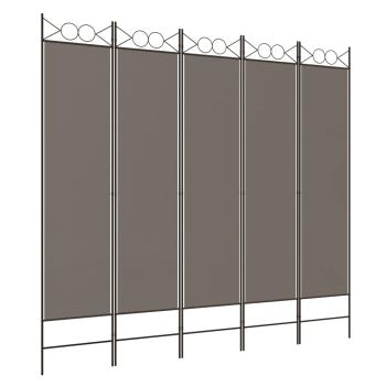 5-tlg. Paravent Anthrazit 200x200 cm Stoff