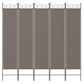 5-tlg. Paravent Anthrazit 200x200 cm Stoff