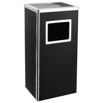 ARDEBO.de - Mülleimer mit Aschenbecher 45 L Stahl Schwarz