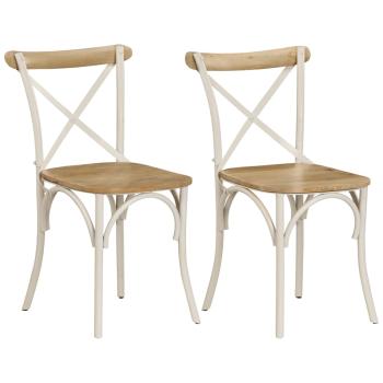 ARDEBO.de - Kreuzstühle 2 Stk. Weiß Massivholz Mango