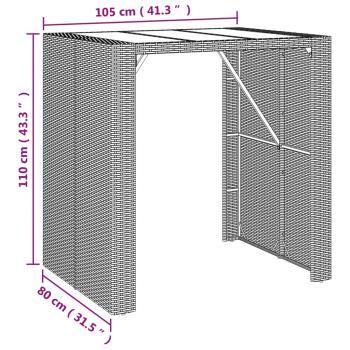 Bartisch mit Glasplatte Braun 105x80x110 cm Poly Rattan