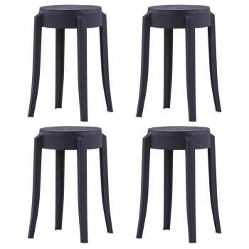ARDEBO.de - Stapelbare Hocker 4 Stk. Schwarz Kunststoff
