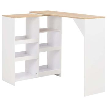 ARDEBO.de - Bartisch mit Beweglichem Regal Weiß 138x39x110 cm