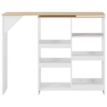 Bartisch mit Beweglichem Regal Weiß 138x39x110 cm