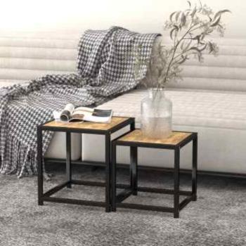 ARDEBO.de - Beistelltische 2 Stk. MDF Schwarz und Gelb