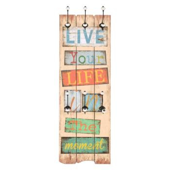 Wandgarderobe mit 6 Haken 120 x 40 cm "LIVE LIFE"