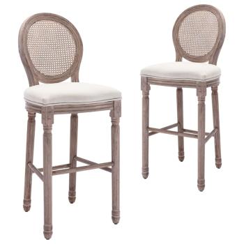ARDEBO.de - Barhocker 2 Stk. Weiß Leinen