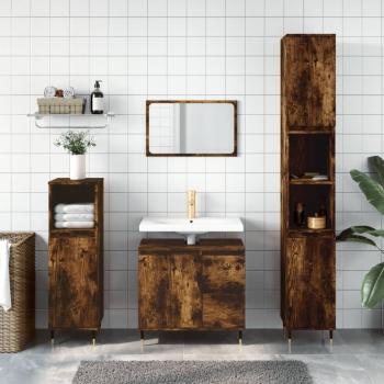 ARDEBO.de - Badschrank Räuchereiche 30x30x190 cm Holzwerkstoff