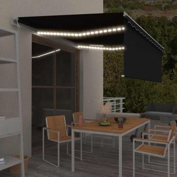 ARDEBO.de - Markise Automatisch mit Rollo LED Windsensor 4x3 m Anthrazit