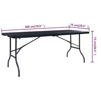 Gartentisch Klappbar Schwarz 180×75×72 cm HDPE Rattan-Optik