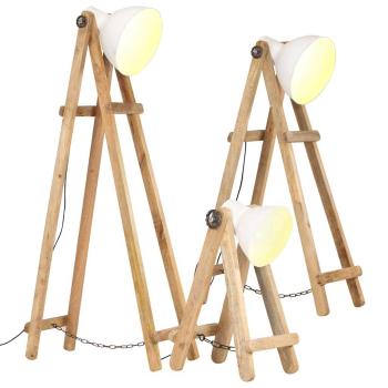 ARDEBO.de - Stehlampen 3 Stk. Weiß E27 Mango Massivholz