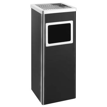ARDEBO.de - Mülleimer mit Aschenbecher 36 L Stahl Schwarz