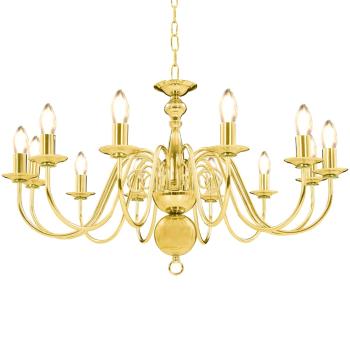 ARDEBO.de - Kronleuchter Golden 12 x E14-Glühbirnen