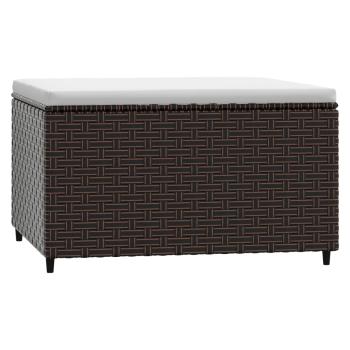 Gartenhocker mit Kissen Braun Poly Rattan