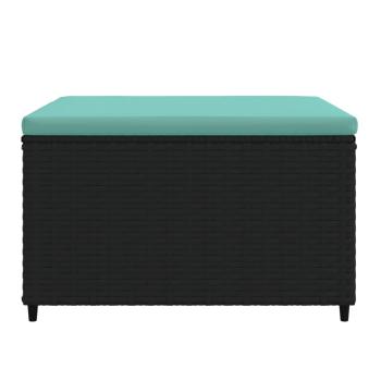 Gartenhocker mit Kissen Schwarz Poly Rattan