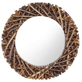 ARDEBO.de - Wandspiegel 60 cm Teak Rund
