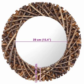 Wandspiegel 60 cm Teak Rund