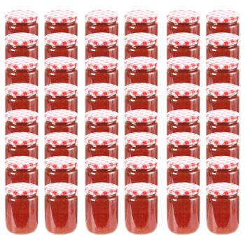 ARDEBO.de - Marmeladengläser mit Weißem/Rotem Deckel 48 Stk. 230 ml