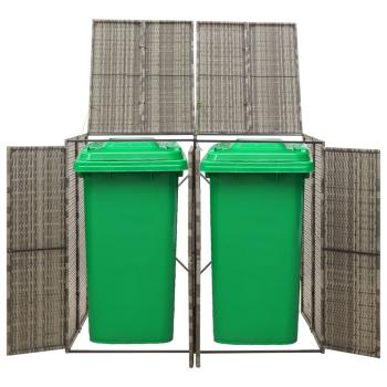 Mülltonnenbox für 2 Tonnen Grau 140x80x117 cm Poly Rattan