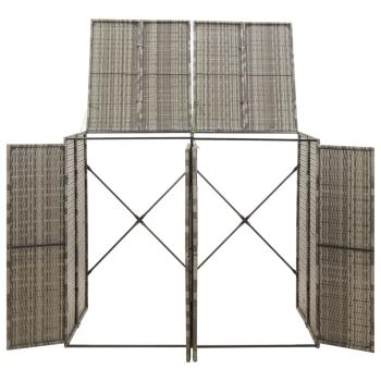 Mülltonnenbox für 2 Tonnen Grau 140x80x117 cm Poly Rattan