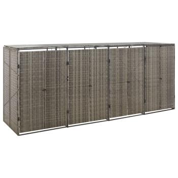 ARDEBO.de - Mülltonnenbox für 4 Tonnen Grau 274x80x117 cm Poly Rattan