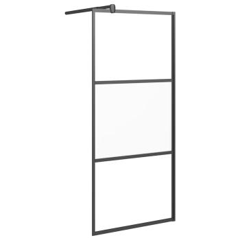 Duschwand für Walk-In Dusche 90x195 cm ESG Halbmattiert Schwarz