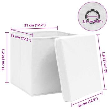 Aufbewahrungsboxen mit Deckeln 10 Stk. Weiß 32x32x32 cm Stoff