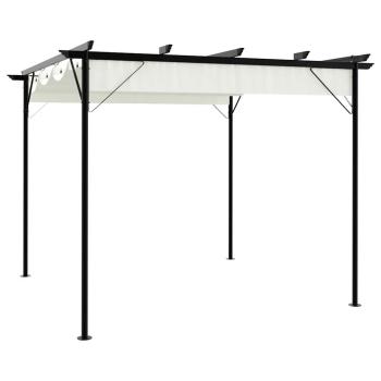 ARDEBO.de - Pergola mit Versenkbarem Dach Cremeweiß 3x3 m Stahl