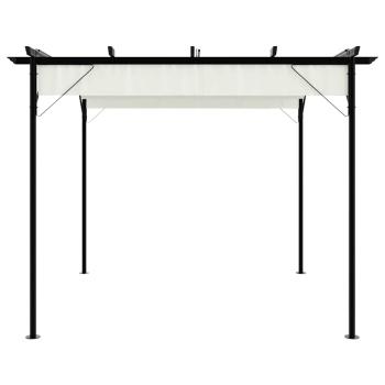 Pergola mit Versenkbarem Dach Cremeweiß 3x3 m Stahl