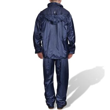 Blaue Regenbekleidung für Männer 2-teilig mit Kapuze Größe XL