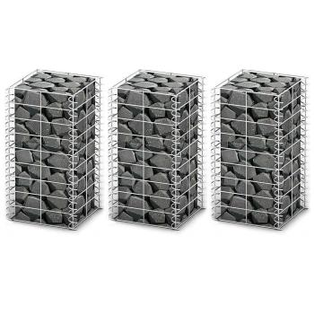 ARDEBO.de - Gabionen-Set 3-tlg. Verzinkter Draht 25×25×50 cm
