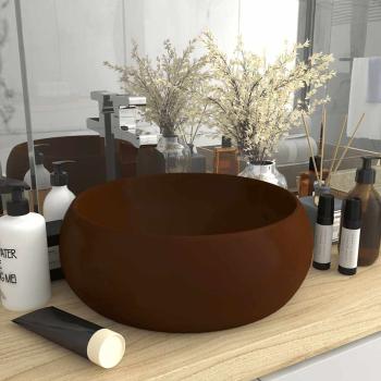 ARDEBO.de - Luxuriöses Waschbecken Rund Matt Dunkelbraun 40x15 cm Keramik