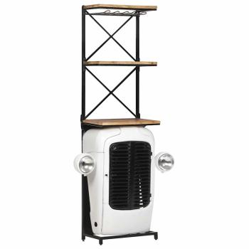 ARDEBO.de - Traktor-Weinschrank Weiß 49x31x172 cm Raues Mangoholz