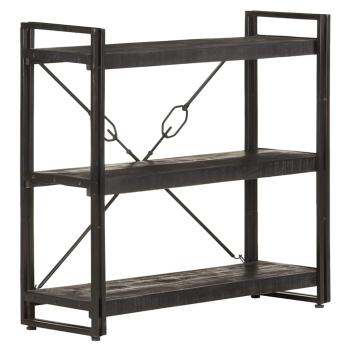 ARDEBO.de - Bücherregal 3 Fächer Schwarz 90x30x80 cm Mango Massivholz
