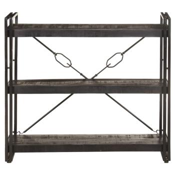 Bücherregal 3 Fächer Schwarz 90x30x80 cm Mango Massivholz