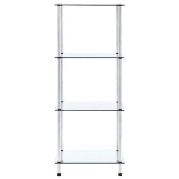 Regal mit 4 Ablagen Transparent 40x40x100 cm Hartglas