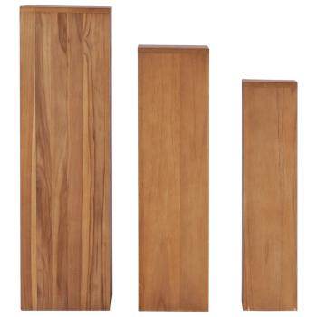 3-tlg. Pflanzenständer-Set Massivholz Teak