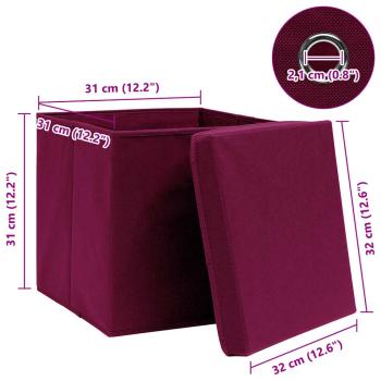 Aufbewahrungsboxen mit Deckeln 10 Stk. Dunkelrot 32x32x32cm