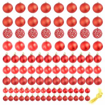 100-tlg. Weihnachtskugel-Set 3/4/6 cm Rot