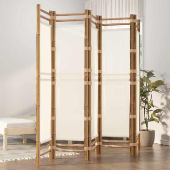 ARDEBO.de - 5-tlg. Paravent Faltbar 200 cm Bambus und Canvas