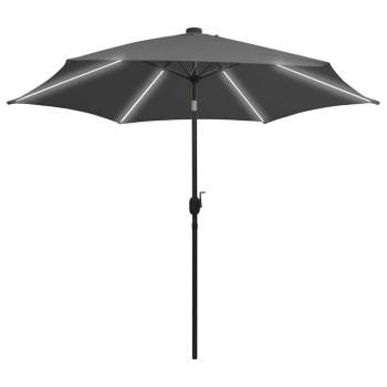 Sonnenschirm mit LED-Beleuchtung und Alu-Mast 300 cm Anthrazit