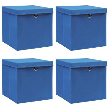 ARDEBO.de - Aufbewahrungsboxen mit Deckeln 4 Stk. Blau 32x32x32 cm Stoff