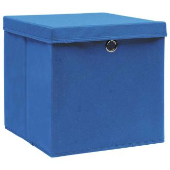 Aufbewahrungsboxen mit Deckeln 4 Stk. Blau 32x32x32 cm Stoff
